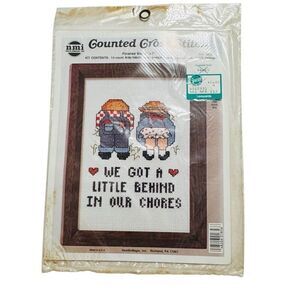 NMI Counted Cross Stitch Kit - We Got A Little Behind in Our Chores 5"x7" 1856